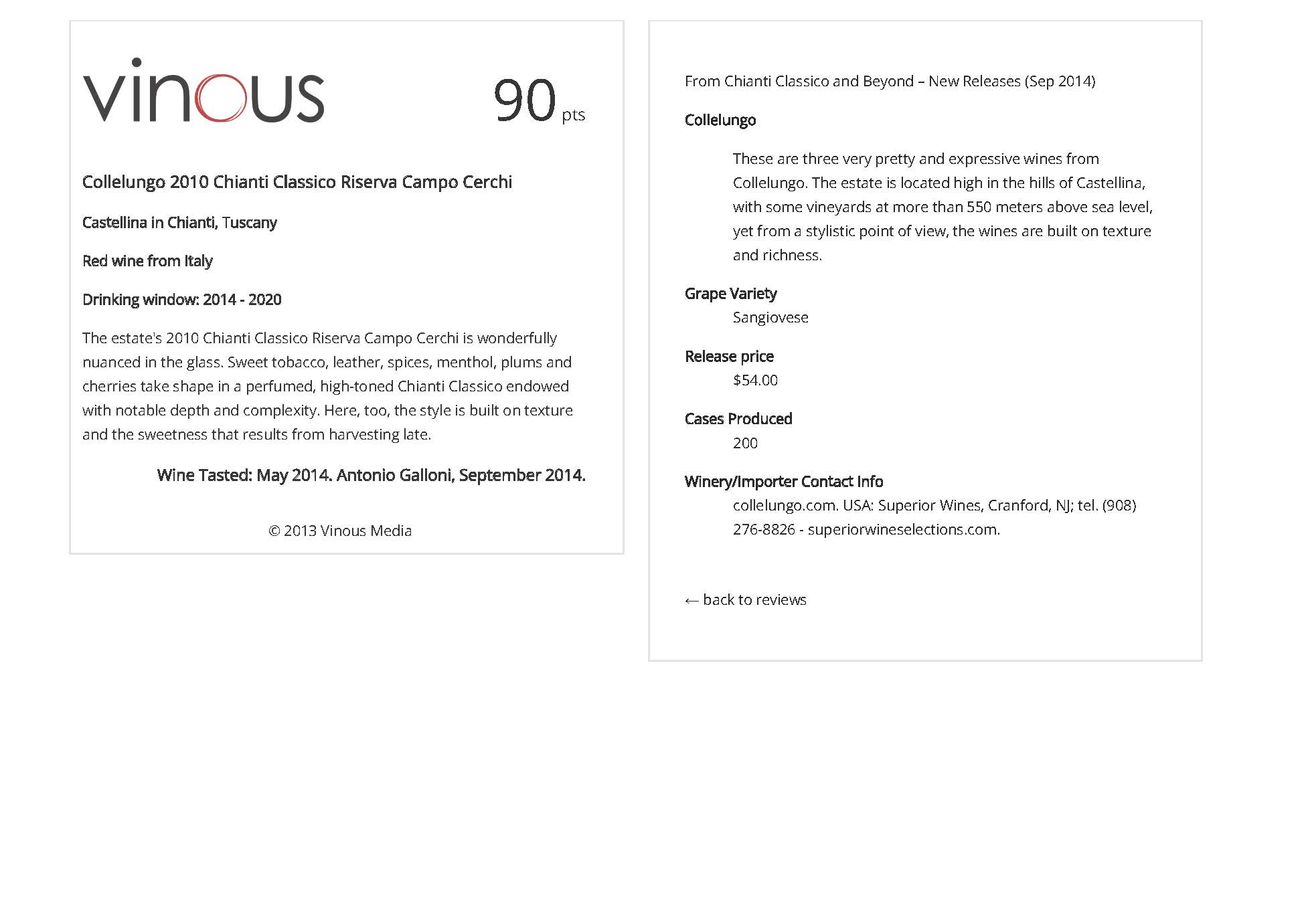 Wine List   Vinous - Explore All Things Wine Collelungo